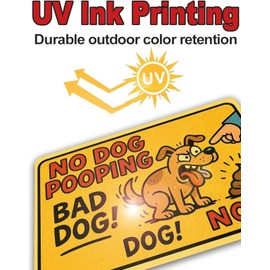 No Dog Pooping Sign – 9x12 Inch Funny Cartoon Metal Yard Sign with Bad Dog Graphic, Rustproof Aluminum, Weatherproof & Windproof, Easy to Clean, Durable Outdoor Warning Sign for Lawn or Fence, Includes Screws & Rope