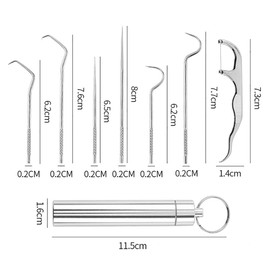 VOANZO 7Pcs 2 Set Stainless Steel Reusable Metal Toothpicks for Teeth Portable Toothpick Pocket with Holder Tooth Cleaning Kit for Traveling Outdoor Camping