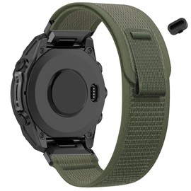 Koazon Trail Loop Nylon 20mm Quick Release Watchband Compatible with Garmin Fenix 8 AMOLED 43mm,Soft Fabric Adjustable Sport Strap for Fenix 7S Pro/7S/6S Pro/6S/5S plus/epix Pro 42mm Men Women, army