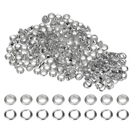 sourcing map 200 Set Color Round Grommets 6mm 1/4" Hole Metal Eyelets with Washers for Scrapbooking Shoes Clothes Leather Canvas, Silver Tone