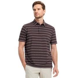 Rouen Mens Polo Shirts Short Sleeve Dry Fit Moisture Wicking Stylish Striped Collared Sports Golf Shirts for Men