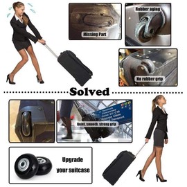 LBTOEM 50mm Set of 4 Luggage Suitcase Replacement Wheels Rubber Trolley Case Wheels Replacement Parts Swivel Caster Wheels Bearings Repair Kits Axles 30mm&35mm, Black, 3.31 x 3.07 x 1.3 inch