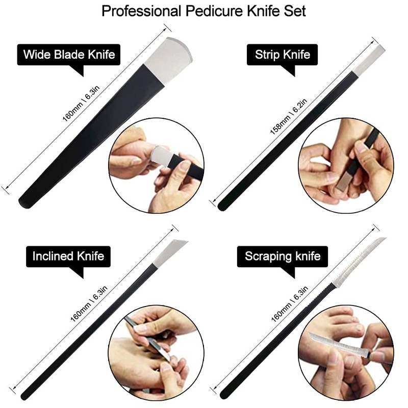 Juego de cuchillos de pedicura, cuchillo de pedicura de 4