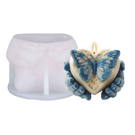 MUAECH 2 Designs Hands Holding Heart Silicone Mold with Butterfly for DIY Aromatherapy Candle,Wax Melts,Resin Epoxy Plaster-Valentine's Day Gift,Romantic Home Decor, Wedding Anniversary Craft-DesignB