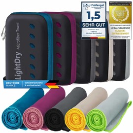 LightDry® Original Microfibre Sports Towel Backpack Travel Towel - Sports & Fitness Bath Towel Absorbent, Lightweight & Antibacterial & Quick Drying (120 x 50 cm, Blue)