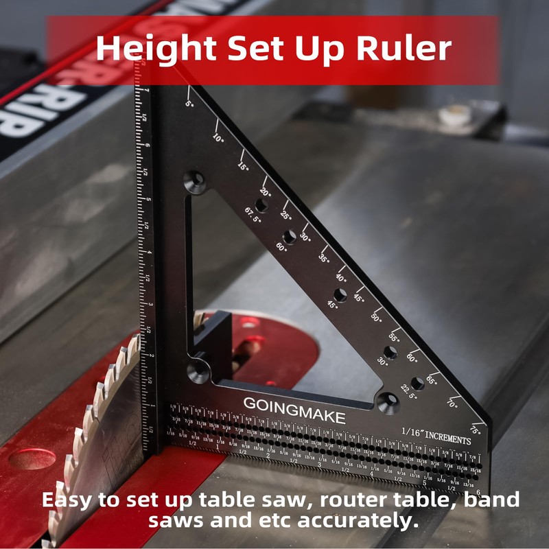 GOINGMAKE Big Carpenter Square 6x7.5 Inch Hole Scribing Ruler 3D