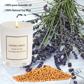 Regalos para mujeres y hombres – Regalos de menos de 10 dólares, velas perfumadas para el hogar, cera de soja natural 100% pura con aceites esenciales de plantas, perfecto para baño, yoga, Navidad, cumpleaños, día de la madre (lavanda)