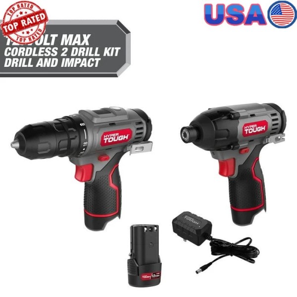 Unbranded 12V Max Cordless Drill Impact Driver Combo Kit LED