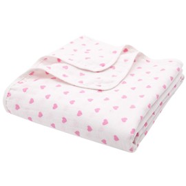 ZOLLNER Baby Swaddle Blanket, 2-Ply, 100% Cotton Muslin, 120 x 120 cm, Heart