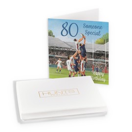 Hunts England - Luxury Boxed 80th Someone Special Rugby Birthday Card - Milo's - Age 80 Birthday Card For Someone Special - Birthday Card For 80 Year Old Rugby Fan - Age Eighty - Card In Keepsake Box