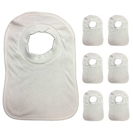 7 Pack Popover Baby Bib Bibs White Soft Towelling Unisex Multi Pack