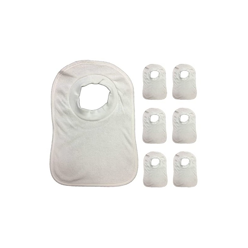 7 Pack Popover Baby Bib Bibs White Soft Towelling Unisex