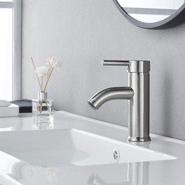 Bathroom Faucet Brushed Nickel One-Handle, Modern one Hole Bathroom Sink Faucet Lavatory Faucet with Deck