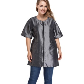 Noverlife Pet Grooming Workwear with Long Full Zipper, M Size, Lightweight Hair Grooming Smock Jacket, Anti-Static Pet Work Clothes, Hair Stylist Splash Proof Apron for SPA Salon Beauty Dog Groomers