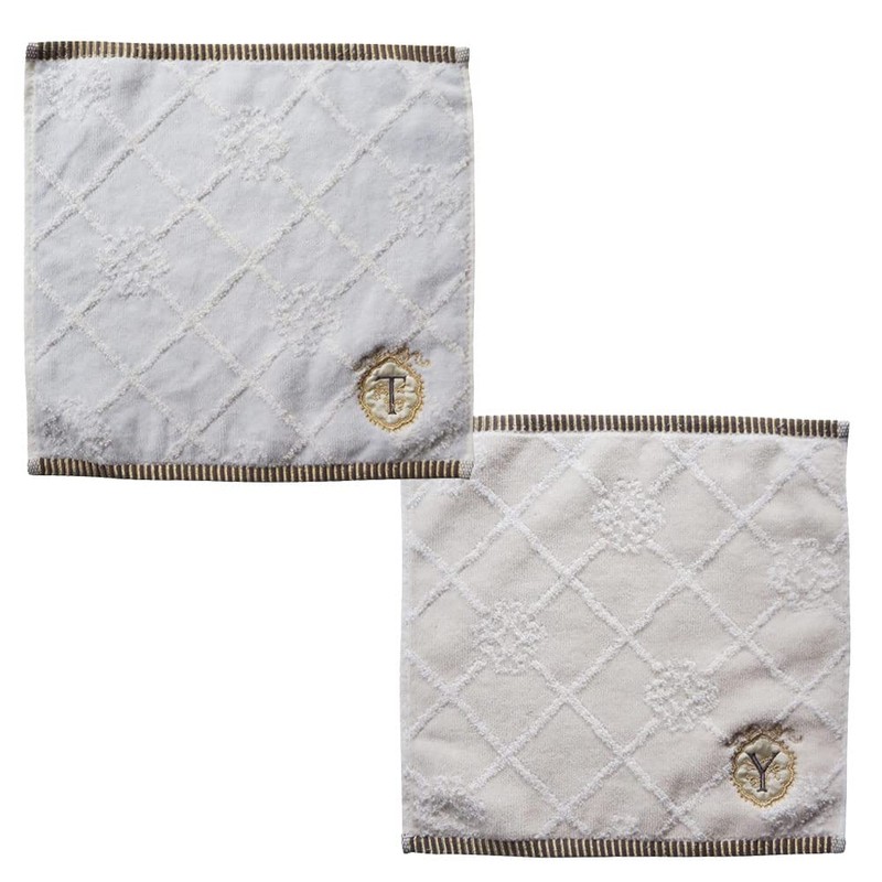 Flower Initial Towel Handkerchief 546519-28 (25/R) Nicot Cotton Gift Cotton