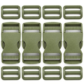 aYrap Quick Release Buckle 1 Inch: Nylon Strap Buckles Adjustable 4 Pcs, Tri-Glide Slide Clip 8 Pcs (Green, 1Inch)