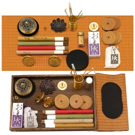 31 Pcs Powder Incense Burner Set, Brass Incense Making Kit, Chinese Incense Burner Powder Set Includes Holder/Stick/Cone/Coil/Ash Catcher Tray, Gift for Yoga and Meditation (31)