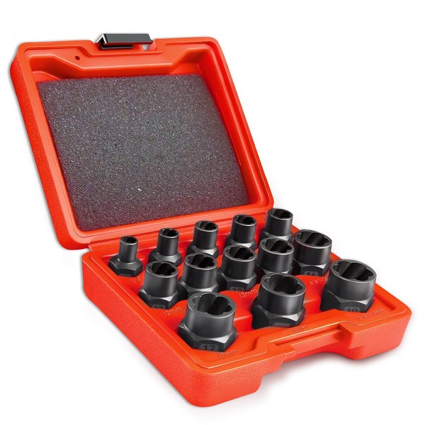 13-Piece 3/8" Drive Impact Bolt Extractor Set, Easy Out Stripped