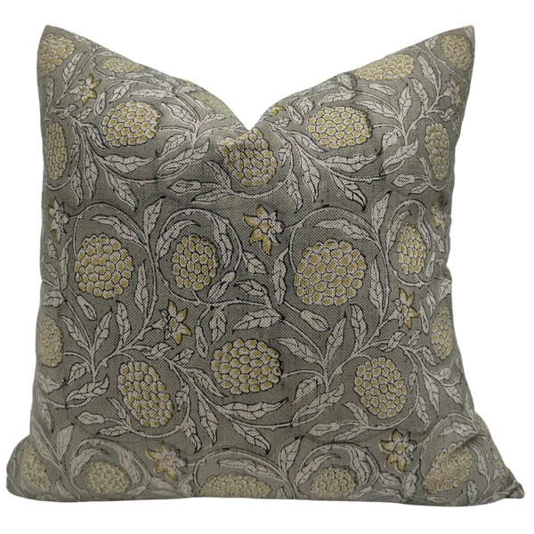 Fabritual Handmade Block Print Linen Blend 20X20 Throw Pillowcase Cushion