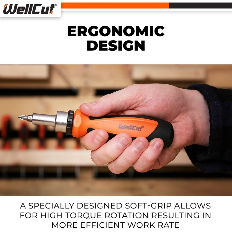 WELLCUT 44 pcs Universal Ratchet and Screwdriver Bit Set with