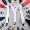 Cauaoa White Kids Adjustable Y-Back Suspenders,Clip on Y-Back Elastic with