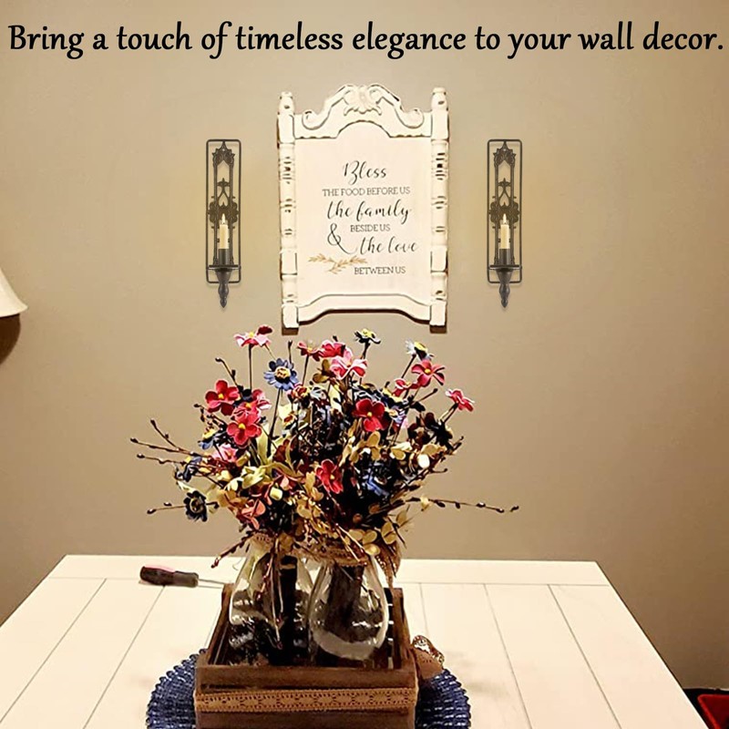 Ironlux Wall Candle Sconces Set of Two, Cast Iron Wall