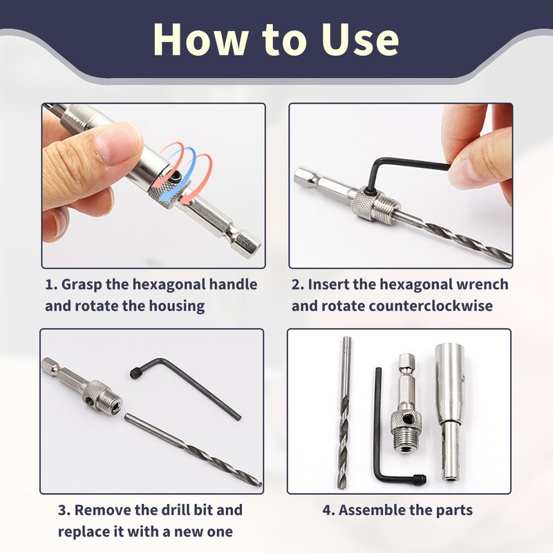 3pcs Self Centering Drill Bit Set, Hinge Pilot Hole Drill