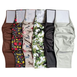 Washable Male Dog Diapers(6 Pack), Reusable Durable Male Dog Belly Bands (XL-Waist 23.6~27.5inch)