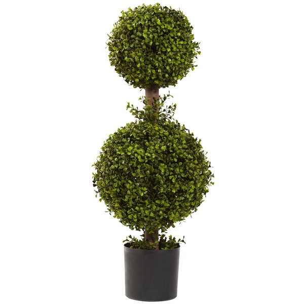 Nearly Natural 5920 Double Boxwood Topiary, 35-Inch, Green,13 x 13 x 35 inches
