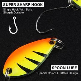 Fishing Lures Metal Spoons Set Single Hook Trout Lures Hard Baits Fishing Jig Spoon Lures for Perch Char Crappie (3/16oz(5g)-12pcs)