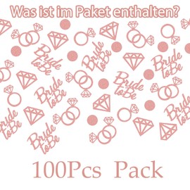 Ovanda Glitter Confetti Bride To Be Decoration, Pack of 100 Bride To Be Decoration Accessories, Rose Gold, Stag Night Women Decoration, Jga Accessories Women, Bride Party Decoration, Jga Table