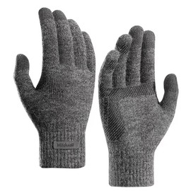 Milduall Winter Warm Gloves, Knitted Touch Screen Gloves Anti-Slip Thermal Cold Proof Mittens with Thickened Elastic Windproof Cuff for Outdoor Cycling Hiking Climbing Bicycle (Dark Grey