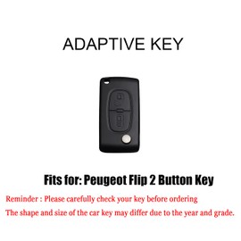 HIBEYO Key Fob Cover for Peugeot 206 207 307 308 407 607 for Citroen C3 C4 C4L C5 C6 with Keychains Soft TPU Car Key Shell Car Accessories for Peugeot Flip 2 Buttons Key-Black
