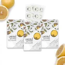 AROMA STICKERS (Grapefruit, Pack of 3-100% Natural Essential Oil Stickers for Face Mask & Pillow (12 stickers/pc) -Pure Essential Oil Scented Mask Patch/Personal Aroma/Relaxing/Refreshing