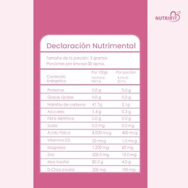 Nutriifit | Inositol 150 Gramos | Suplemento Alimenticio | 30 Porciones | Myo & D-CHIRO