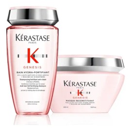 Kit Tratamiento Para Fortalecer Todo Tipo de Cabello Debilitado Krastase Anti-caida Genesis Bain 250 Ml y Masque 200 Ml                               