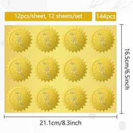 CRASPIRE 144Pcs Sun Moon Star Gold Foil Embossed Stickers 2" Tarot Self Adhesive Envelopes Seals Round Labels for Wedding Invitation Graduation Corporate Certificates Diplomas Gift Wrapping Decor