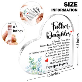 Dad Gifts from Daughter,Thank You Gifts for Dads Fathers Day Birthday Christmas,Unique Father Gift Ideas,Father & Daughter Acrylic Heart Plaque