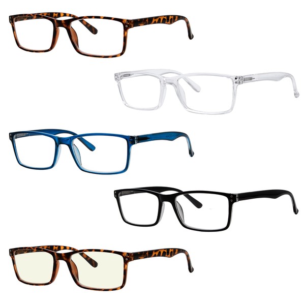 Eyekepper Paquete de 5 lectores con estilo Bisagras de resorte de calidad gafas de lectura Gafas de ordenador incluido +1.5