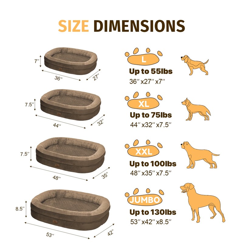 Orthopedic Waterproof Large Dog Bed: Memory Foam Washable Dog Bed