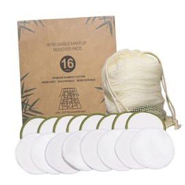 FOMIYES Bamboo Fiber Makeup Remover Pads 8 Bamboo 8 Velure Reusable Facial Cleansing Mats Mesh Bag