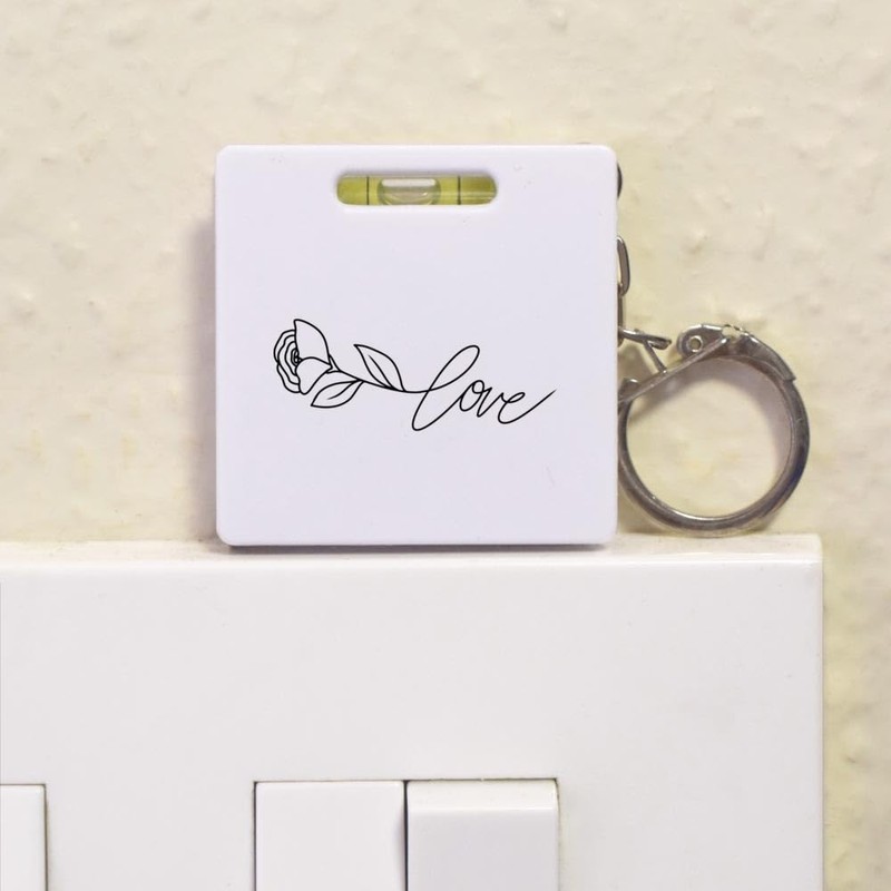 'Rose Love Text' Keyring Tape Measure/Spirit Level Tool (KM00041696)