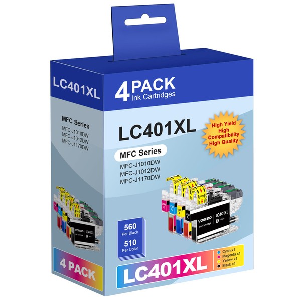 4 Pack LC401 Ink Cartridge LC 401XL Ink Replacement for