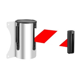 Vixzoid Barrier Tape Wall Mount 5 m with Barrier Tape Extendable Barrier Silver / Red / White