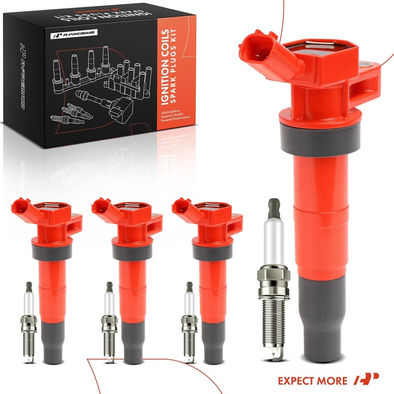 A-Premium (Red) Set of 8 Ignition Coil Pack and Iridium