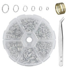Pack of 1000 Jump Rings for Jewellery Making Silver Jump Rings Set Jewellery Repair Kit Metal Jump Rings Mini Ring Connector for Key Chain Necklace with Loop Tool Tweezers
