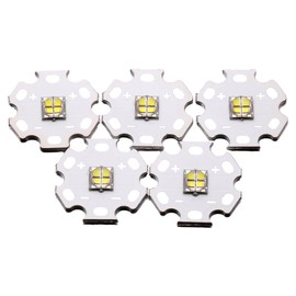 LEDGUHON 5Pcs 12W White 5050 SMD High Power LED Chip with Aluminum Plate 20mm Star PCB Base Heat Sink for DIY Lighting Fixtures(700mA,DC 3.2-3.6V,6000-7000K,120deg)