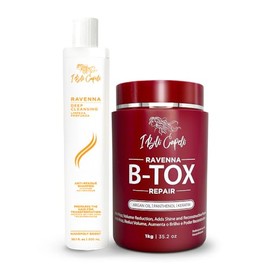 I Belli Capelli Kit de Tratamiento Capilar Ravenna - 1kg/35.02 oz Máscara Capilar B-tox + Champú Anti-Residuos 300ml/10.1 fl.oz - Champú Reparador y A
