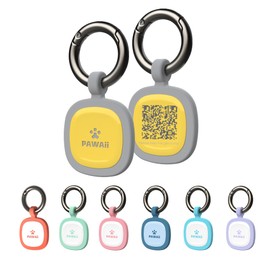 Pawaii Silent Silicone Dog ID Tag, Modifiable Pet Online Profile and Emergency Contacts, Scan QR for Instant Location Alerts, 1 Pack (Yellow)