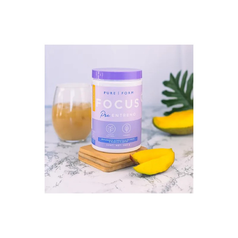 Suplemento Alimenticio Pre Entreno Focus 240g Pure Form Sabor Guava
